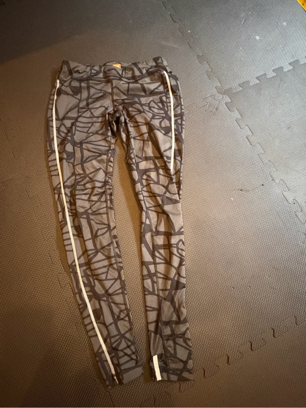 Lucy Gray Abstract Print Athletic Leggings with Side Stripe